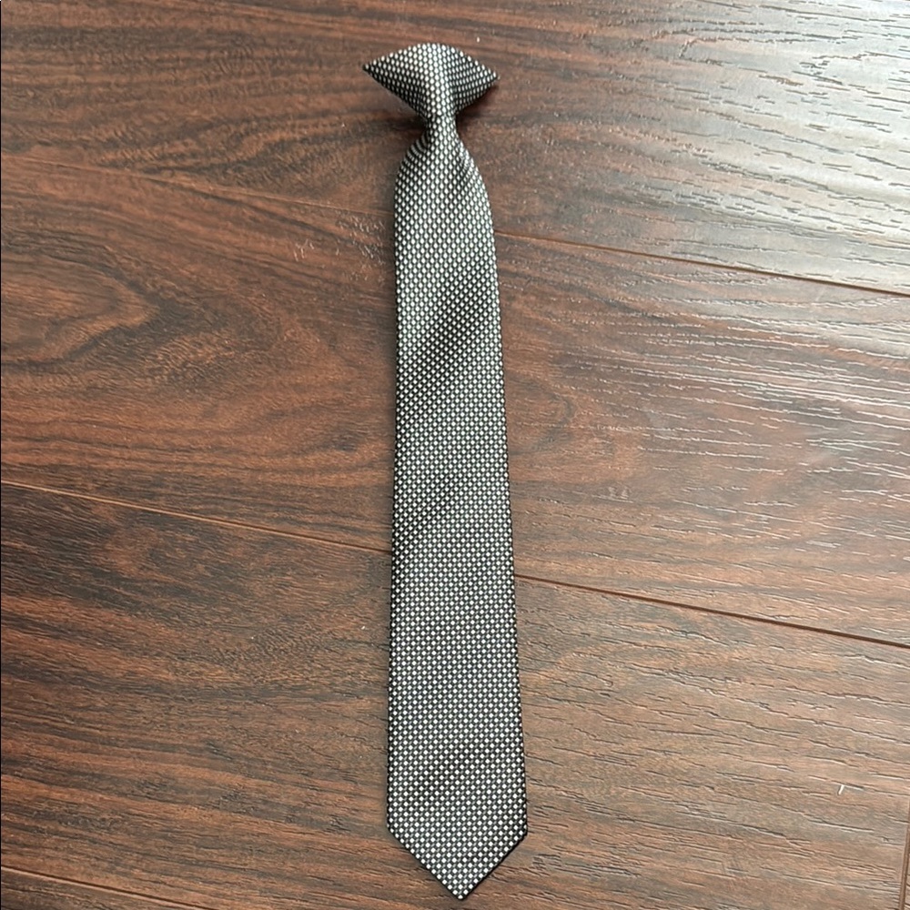 Classic Black and White Striped‎ Kids Clip on Tie